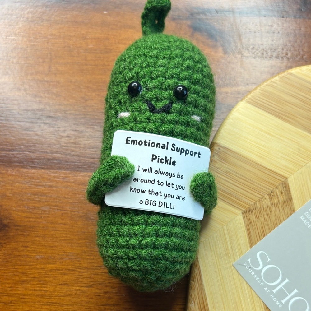 Green Crochet Emotional Support Pickle
